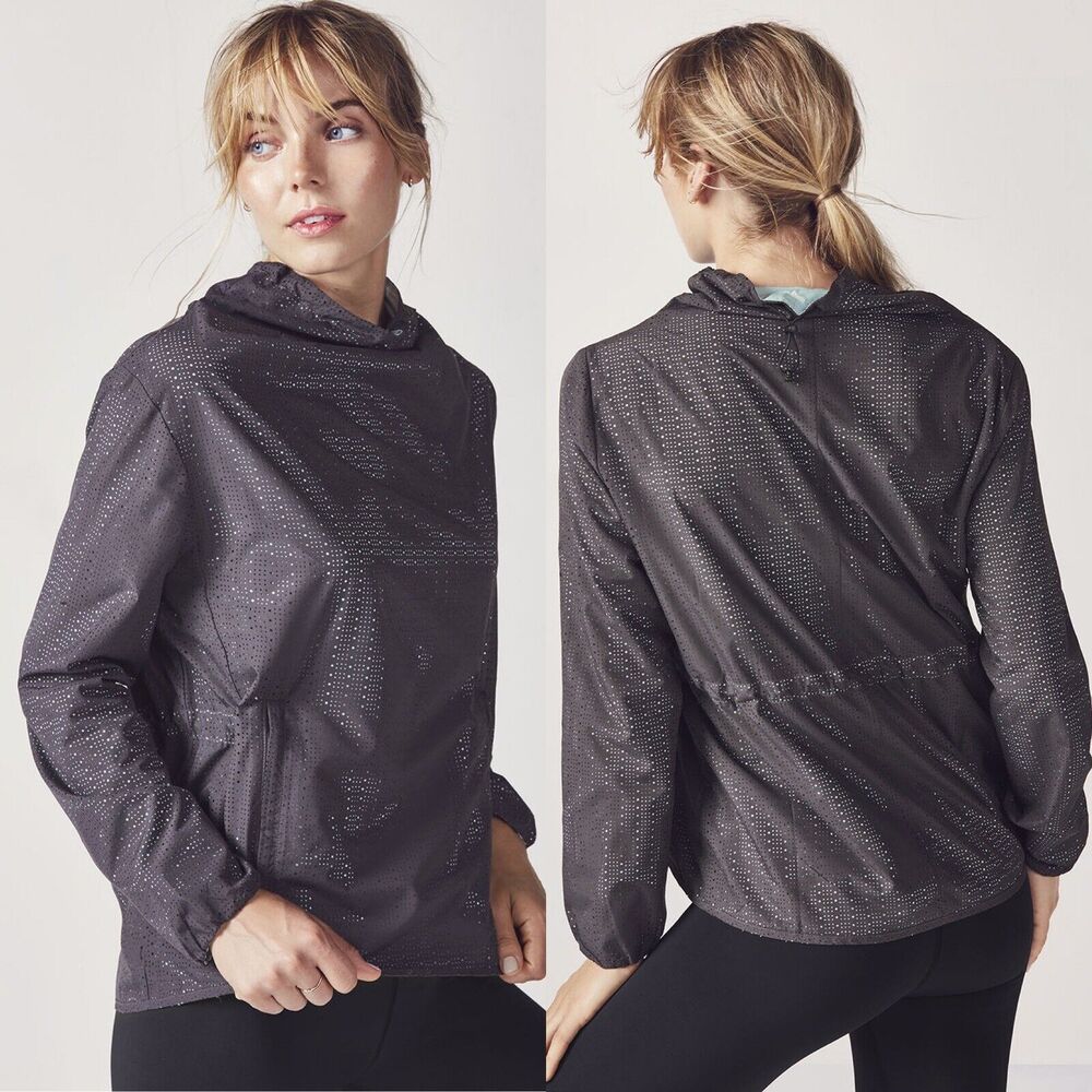 Fabletics Women XXL 16-18 Liora Pullover Top Marsh Gray Blue Gym Mock Neck NEW